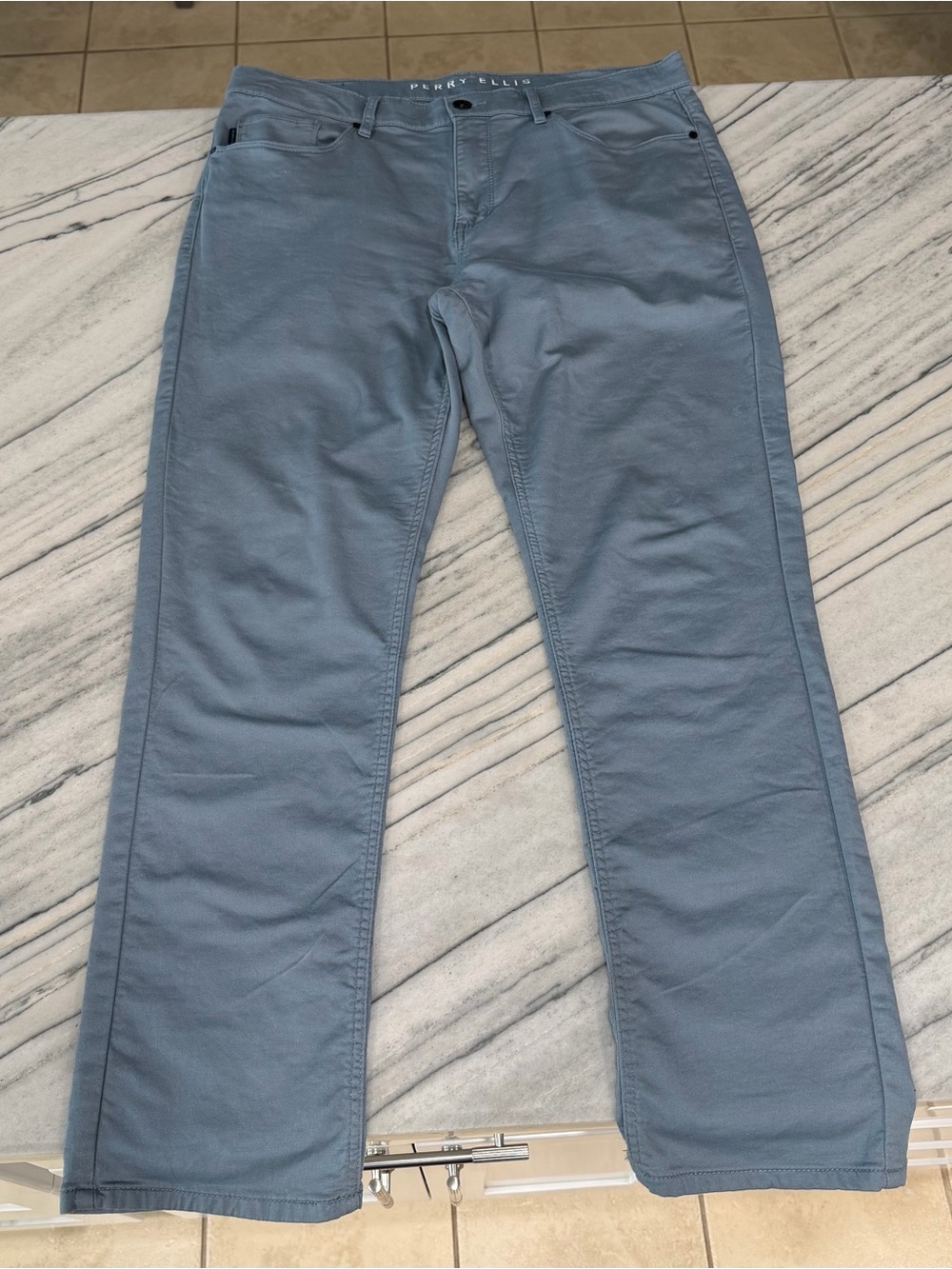 Perry Ellis Slim Casual Pants in Dusty Blue 34x30